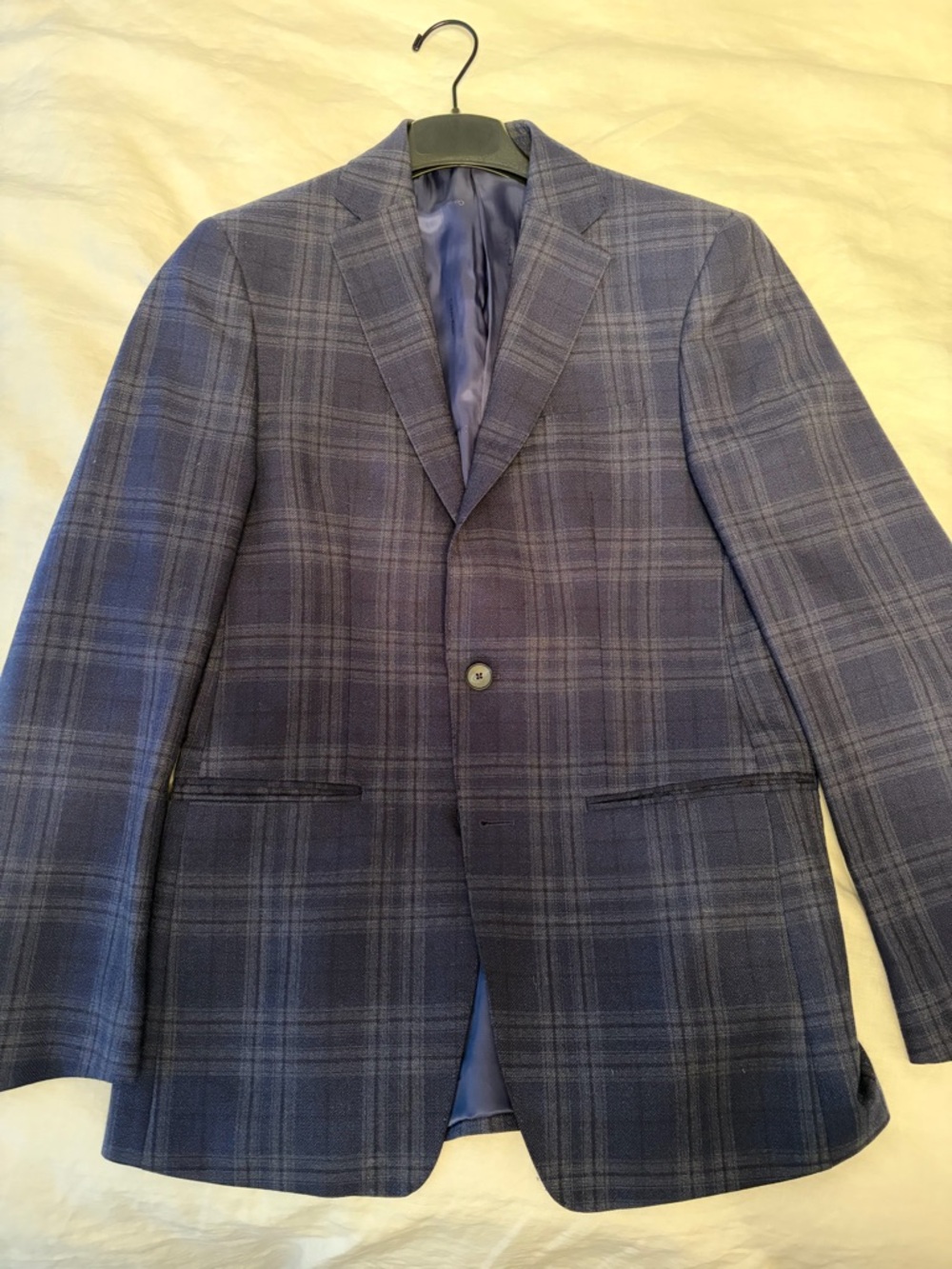Calvin Klein Navy Plaid Tartan Single-Breasted Blazer